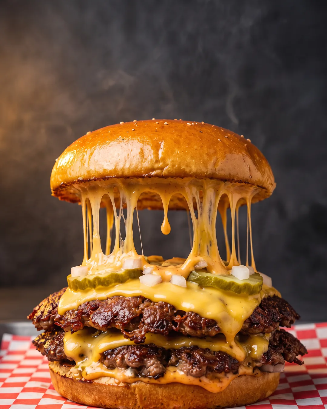 Slide 4: Real American cheese. Two slices, melted till it drips